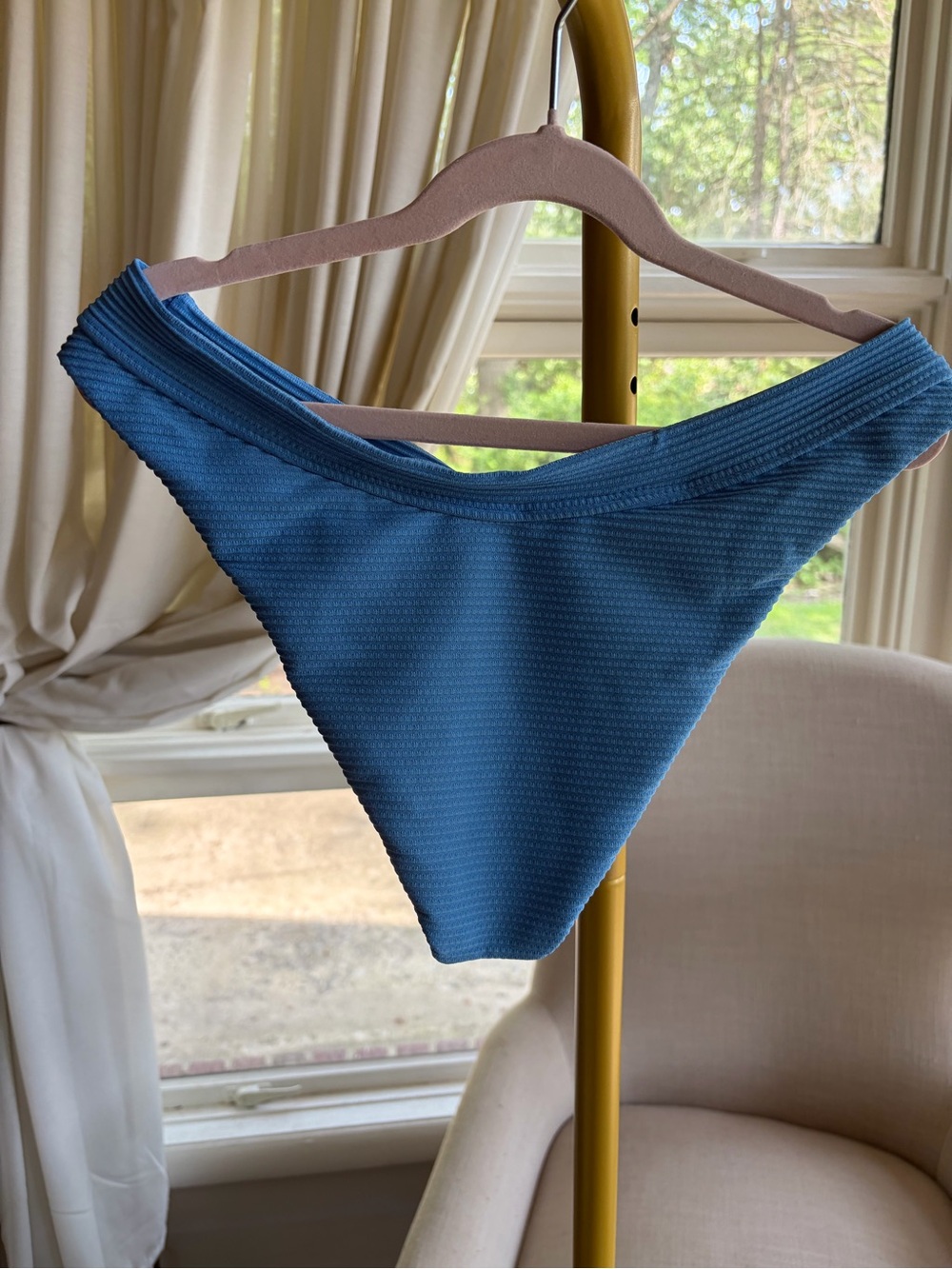 l*space Teal Ribbed High-Cut Bikini Bottom REVERSIBLE